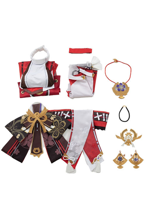 Genshin Impact Yae Miko White/Red Game Halloween Cosplay Costume Full Set