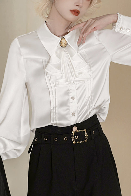 White Lapel Collar Tomorrow Vow Long Sleeves Ouji Lolita Blouse
