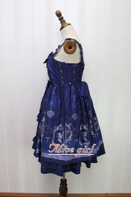 Süßes Lolita JSK Kleid mit Spitzenborte und Engelskreuz-Print