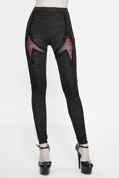 Black Gothic Laced Up Sexy Knit Leggings Womens Pants