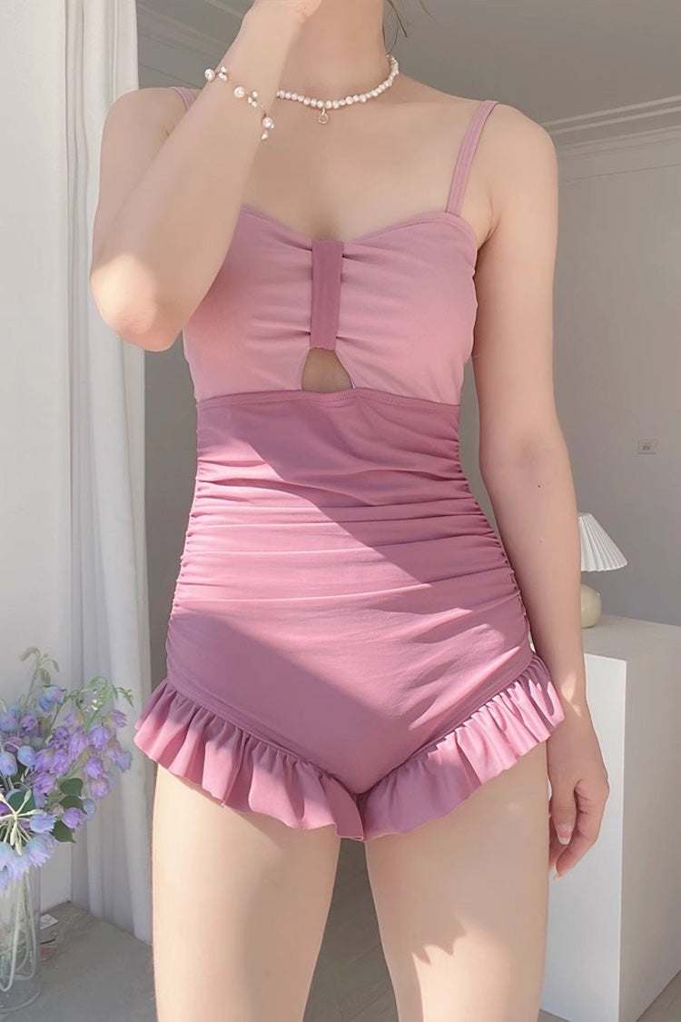 Sexy Backless Sleeveless Ruffle Lolita Tube Top One-Piece Swimsuit 3 Colors