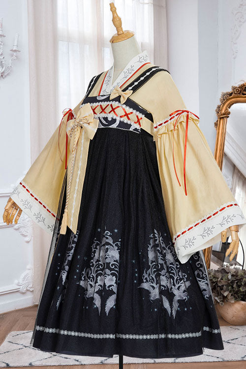 Black Fengming Chinese Style Hanfu High Waisted Sweet Lolita JSK Dress