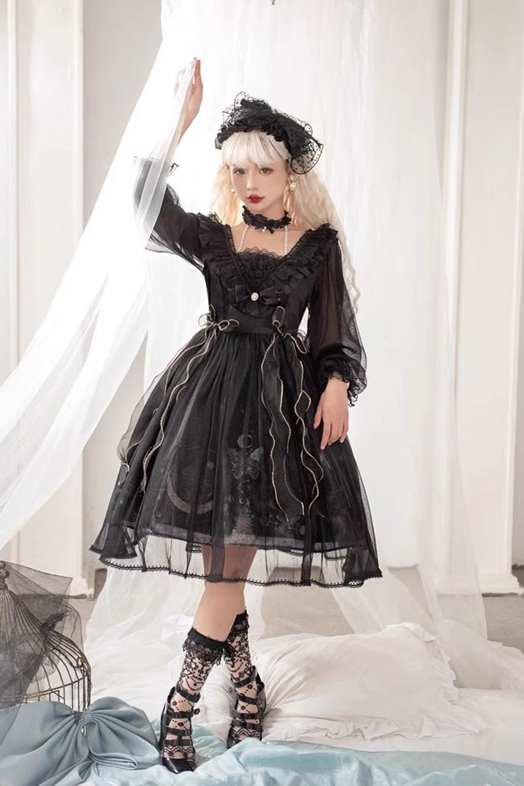Planet Butterfly Print Bowknot Classic Gothic Lolita Dress 2 Colors