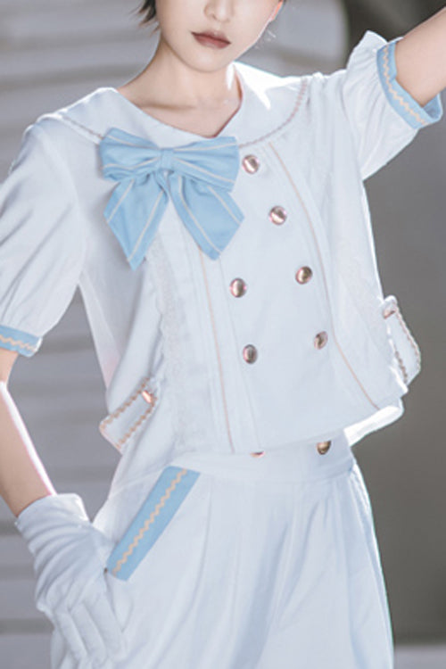 White Immortal Mint Ouji Lolita Short Sleeves