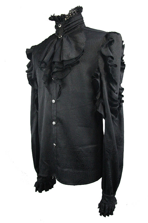 Black Vampire Ruffled Sleeves Mens Gothic Blouse
