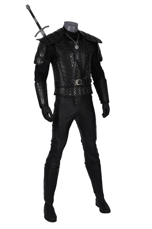 TV Drama The Witcher Gwynbleidd Geralt Of Rivia Black Halloween Cosplay Costume Full Set