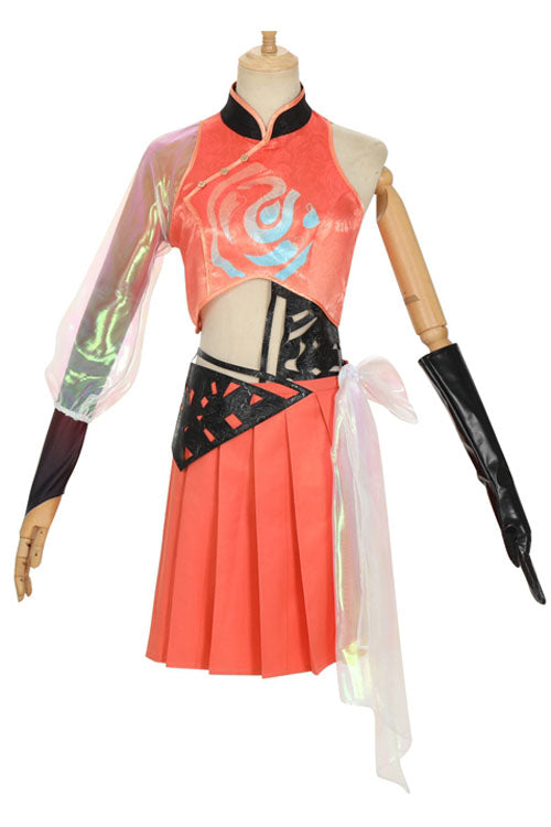 王の名誉 Gongsun Li 中国風ガールジンホンダンスゲームスキンオレンジハロウィンコスプレ衣装フルセット