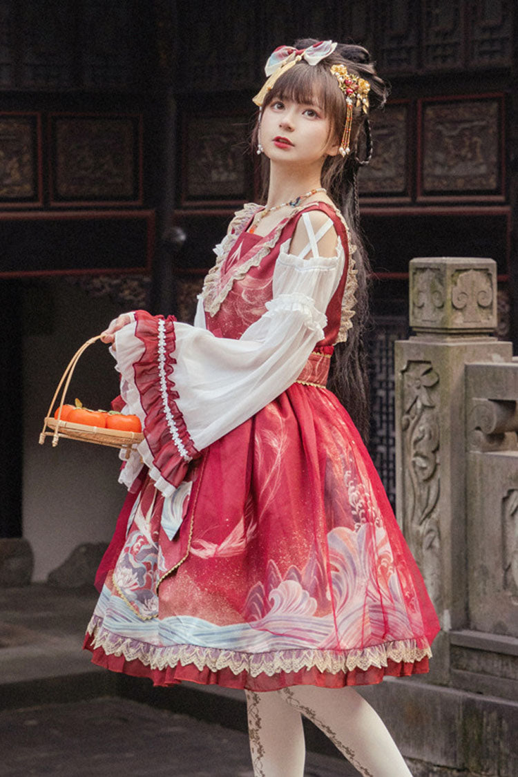 Chinese Style Hime Sleeves Ruffled Classic Lolita Op Dress