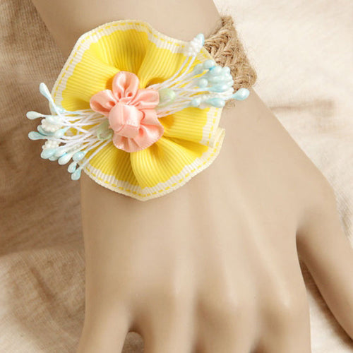 Gelbe Blumen Retro Mode Hochzeit Schnur Weibliche Lolita Armband