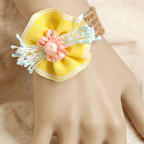 Yellow Flowers Retro Fashion Wedding Twine Female Lolita Bracelet