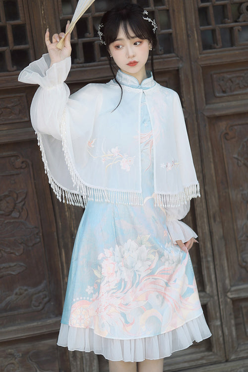 Chinese Ancient Han Element Style Fish Shadow Embroidery Sweet Hanfu Dress