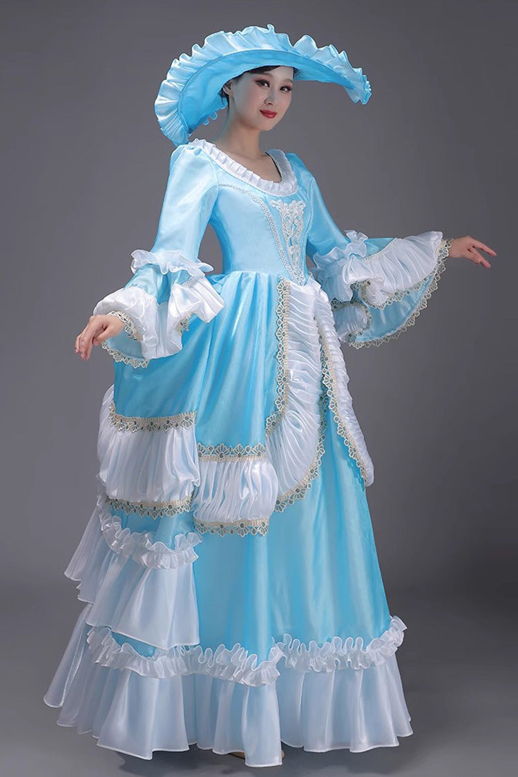 ヨーロピアンスタイル長袖多層フリルクラシックエレガントプリンセスビクトリア朝のドレス 3 色