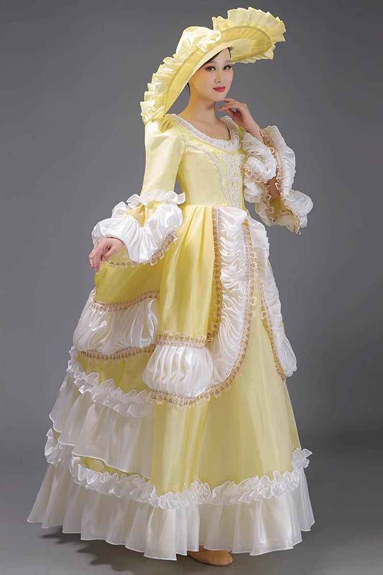 European Style Long Sleeves Multi-layer Ruffle Classic Elegant Princess Victorian Dress 3 Colors