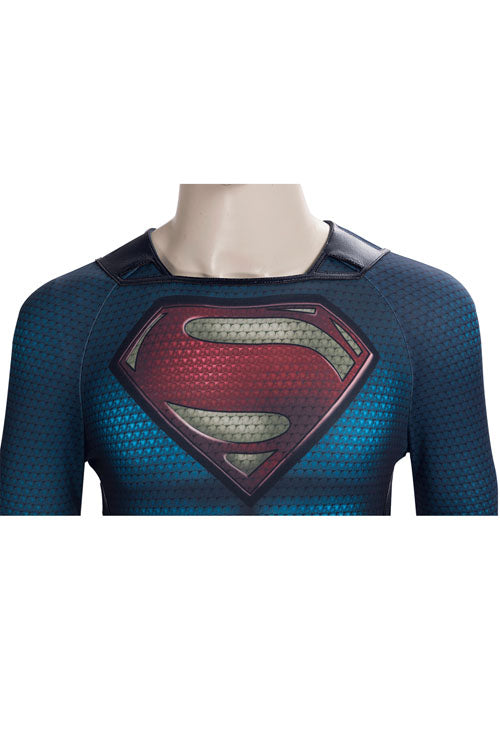 Blue/Red Man of Steel 2 Superman Clark Kent Battle Suit Halloween Cosplay Costume Full Set