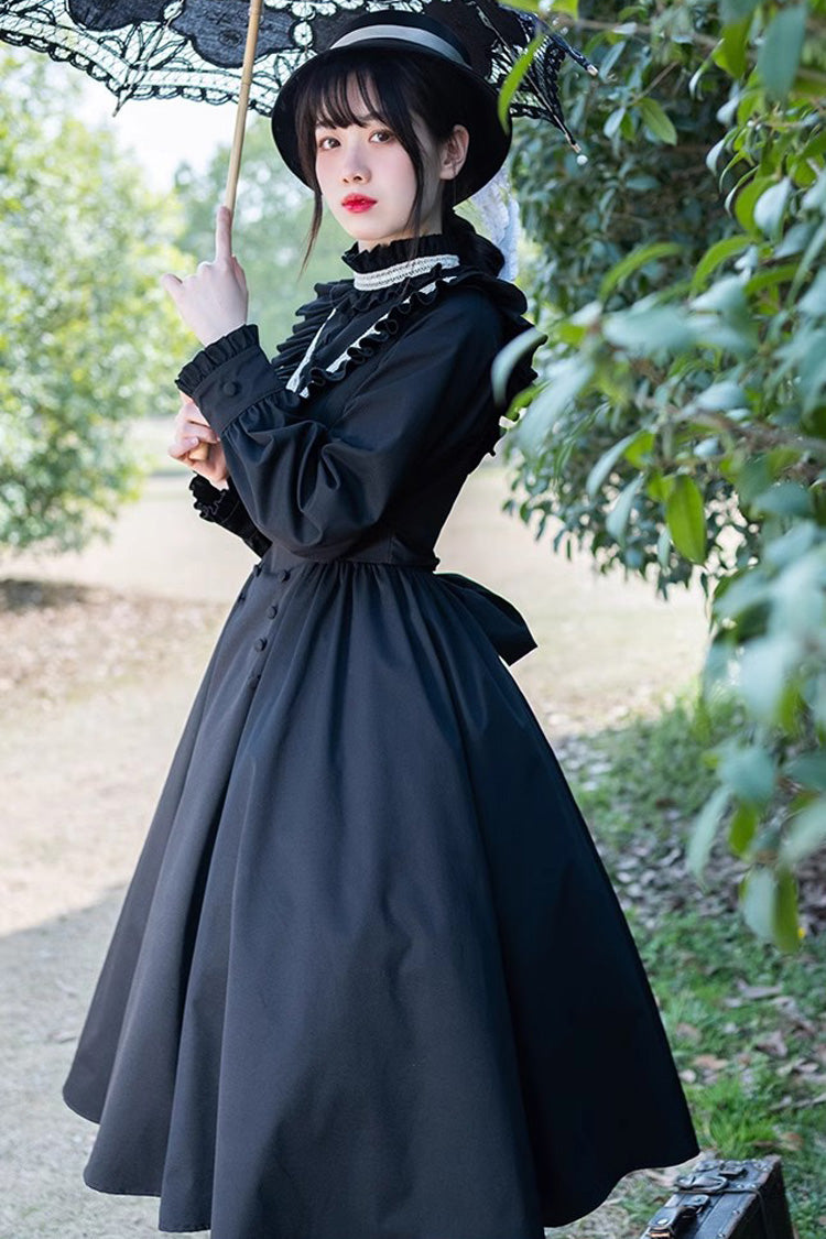 Black Olivia Autumn Winter Stand Collar Long Sleeves Gothic Lolita Dress