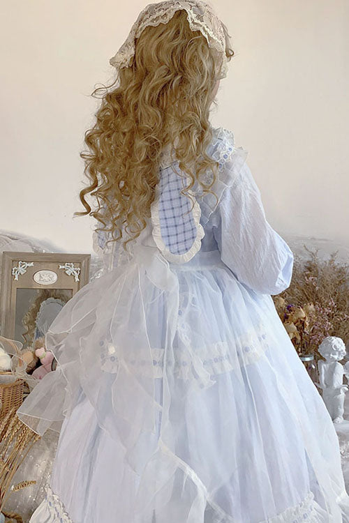 Lapel Collar Bowknot Long Sleeves Love Pockets Decoration Multi-Layer Ruffled Sweet Lolita OP Dress 2 Colors