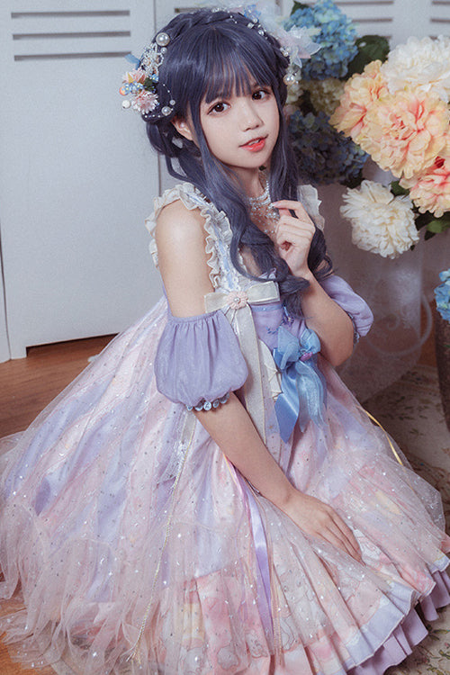 Multi-Color Matching Hand Sleeves High Waist Sweet Lolita JSK Dress