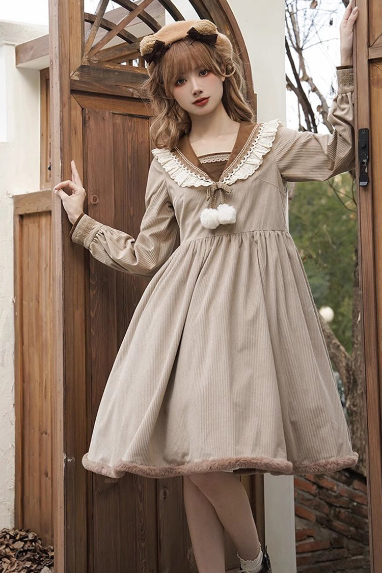 Brown Coco Diary Long Sleeves Autumn Winter Sweet Princess Lolita Dress
