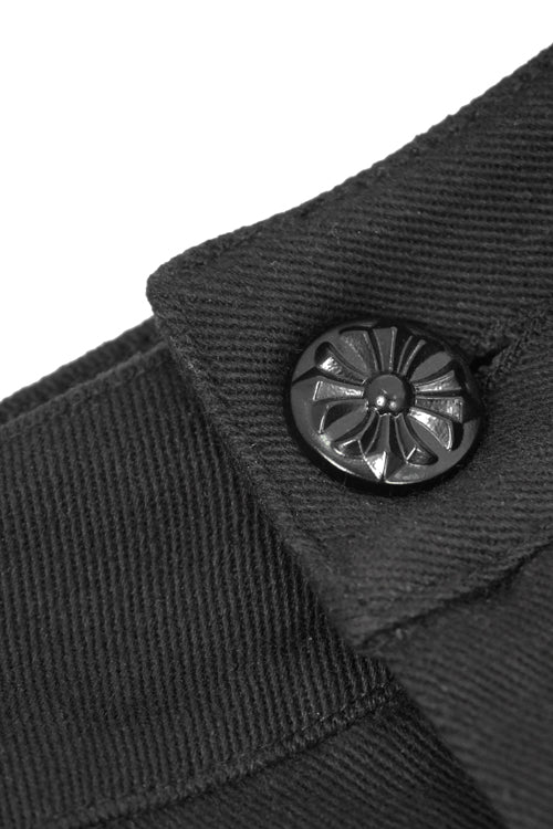 Black Punk Gothic With Side Bottons And Side Flocking Wedding Mens Pants