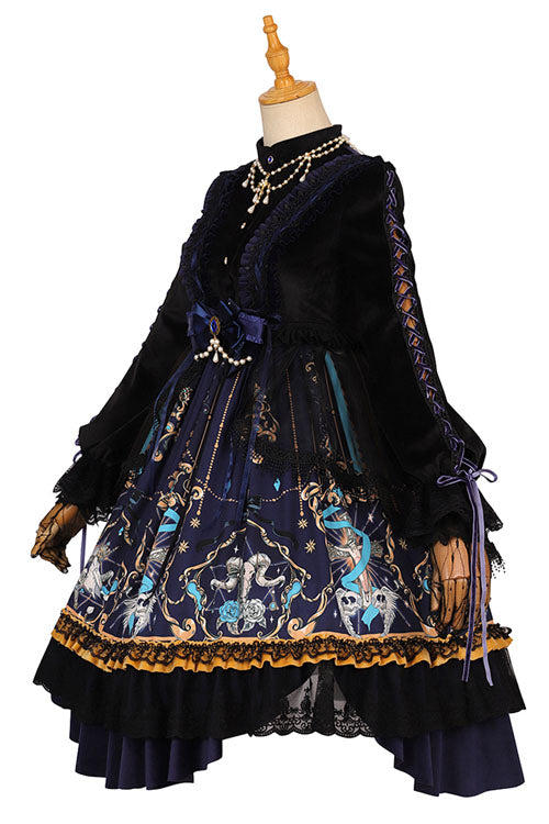 Black God's Salvation Long Sleeves Lace Ruffled Gothic Lolita OP Dress