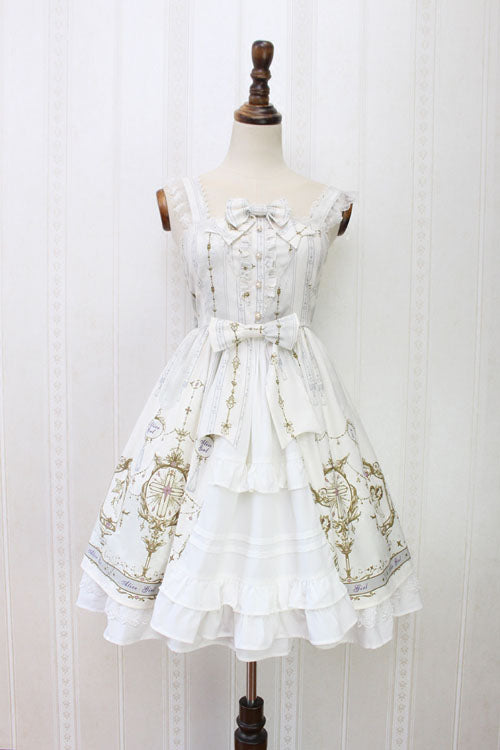 Süßes Lolita JSK Kleid mit Spitzenborte und Engelskreuz-Print