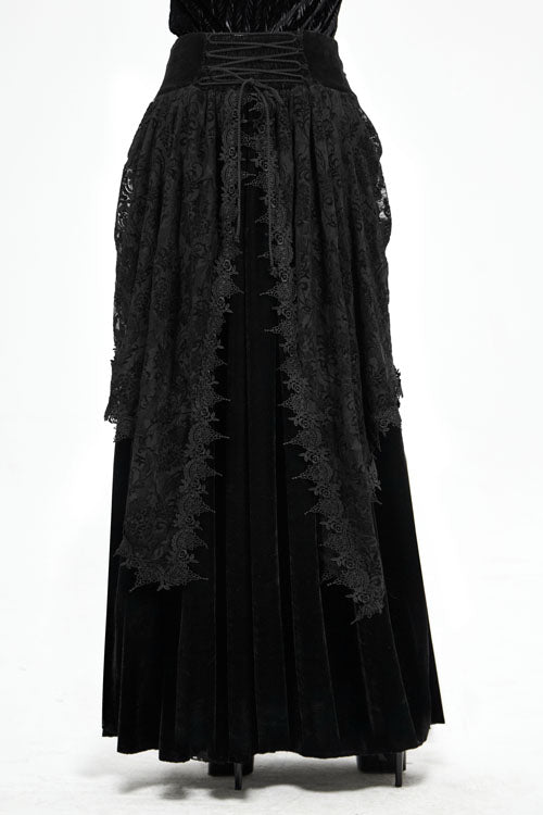 Black Velvet Cardigan Mid Waist Gothic Skirt