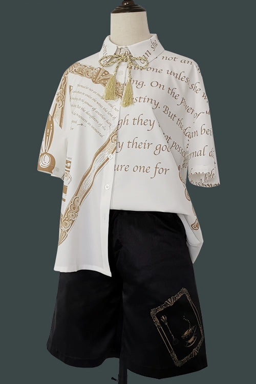 Black Handsome Little Prince Print Loose Ouji Lolita Shorts