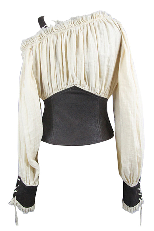 Beige Halterneck Vintage Sexy Slim Womens Punk Blouse