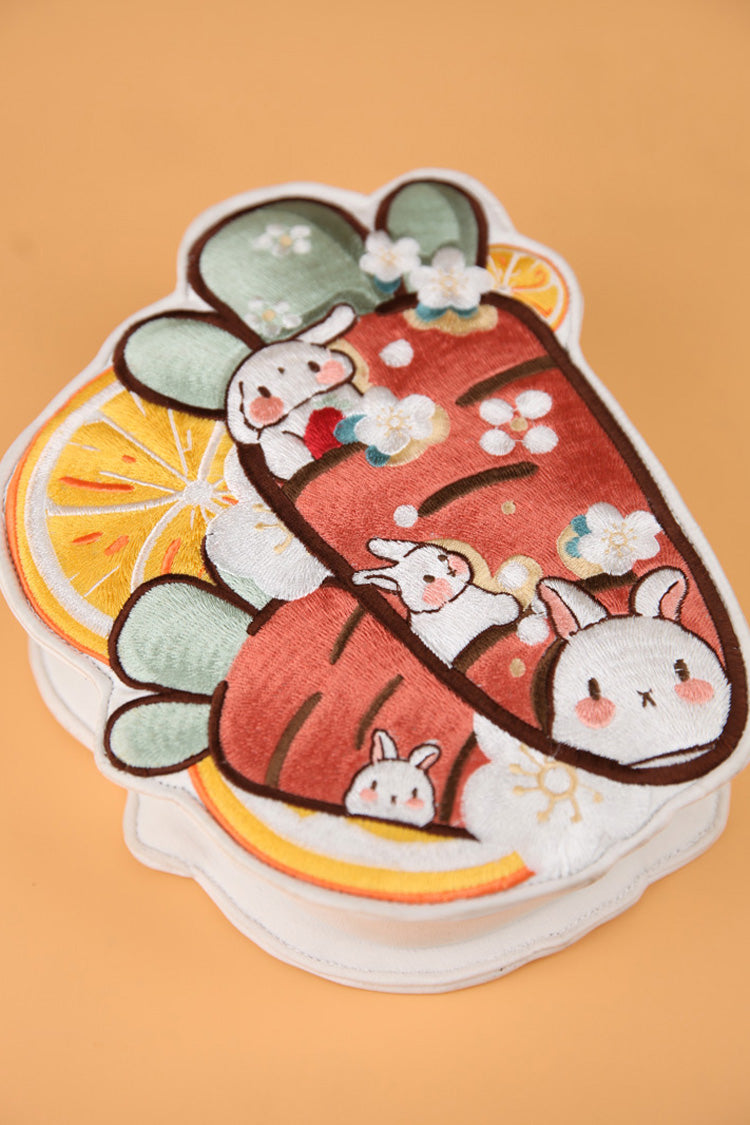 Multi-Color Rabbit Carrot Lemon Embroidery Sweet Lolita Crossbody Bag