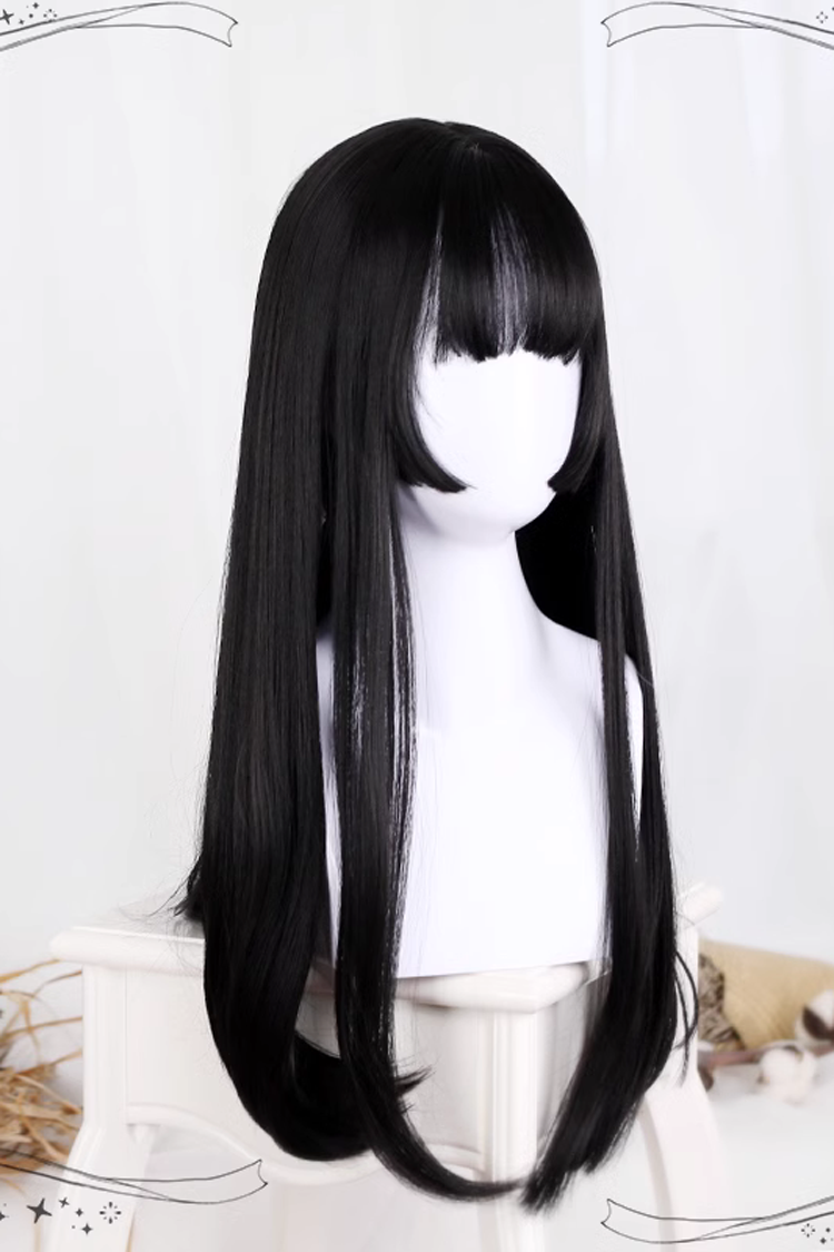 Two Colors Hime Cut  Long Straight Hair Classic Lolita Wigs