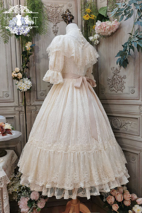 Elegant Vintage Rose Print Multi-Layer Ruffled Sweet Lolita OP Dress ...