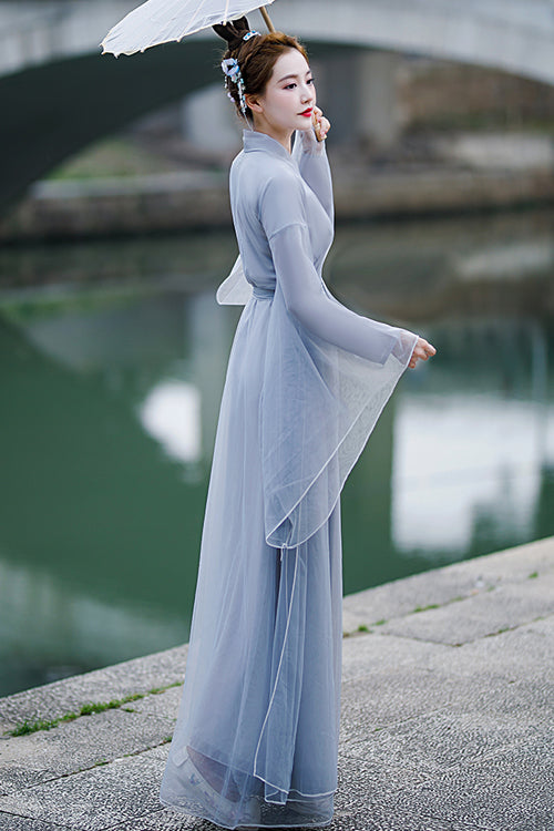 Grey Chinese Ancient Style Party Sweet Hanfu Dress