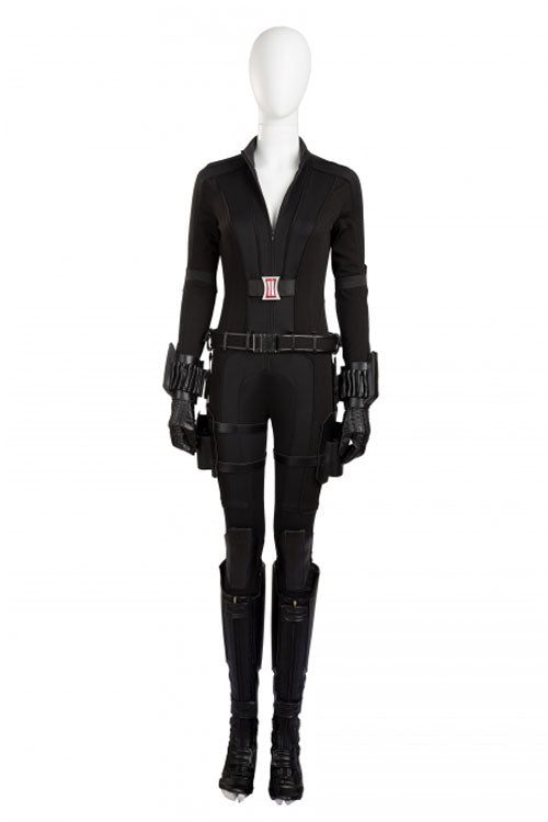 Captain America Civil War Black Widow Cosplay Costume Black Bodysuit Full Set
