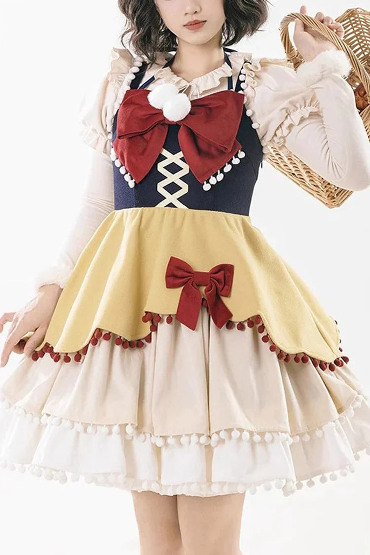 Confession Function Multi-layer Ruffle Bowknot Color Matching Autumn Winter Sweet Lolita Jsk Dress