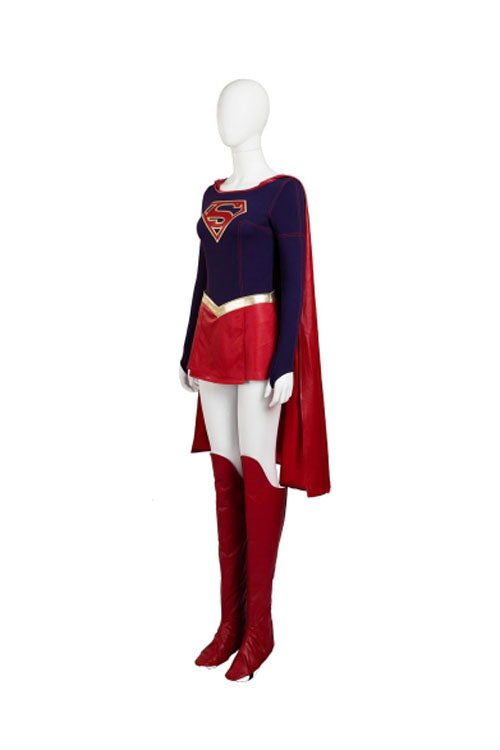 Supergirl Kara Zor-El Blue/Red Halloween Cosplay Costume Full Set
