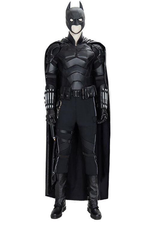 The Batman Bruce Wayne Black Battle Suit Halloween Cosplay Costume Full Set