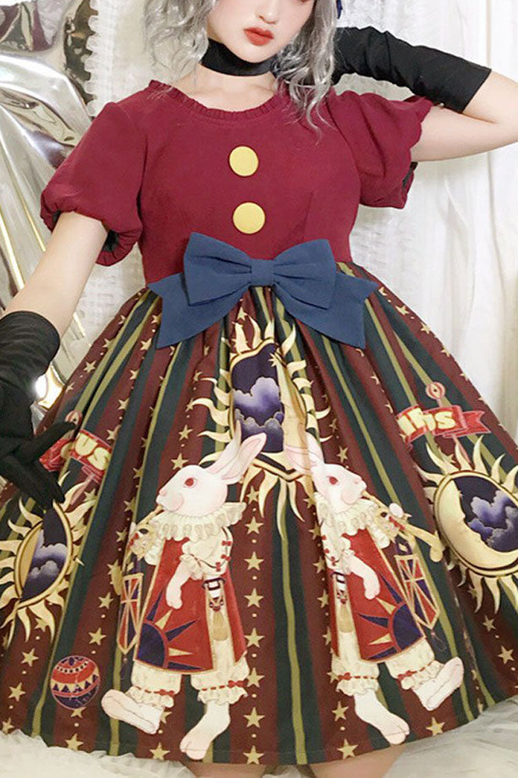 Süßes Lolita OP-Kleid mit Weihnachtsschleife und antikem Puppendruck
