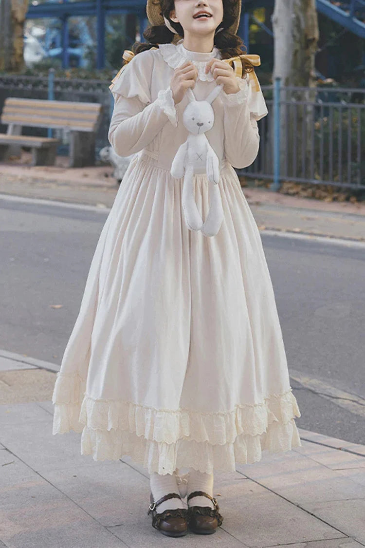 Ivory Round Collar Long Sleeves Ruffle Sweet Lolita Dress
