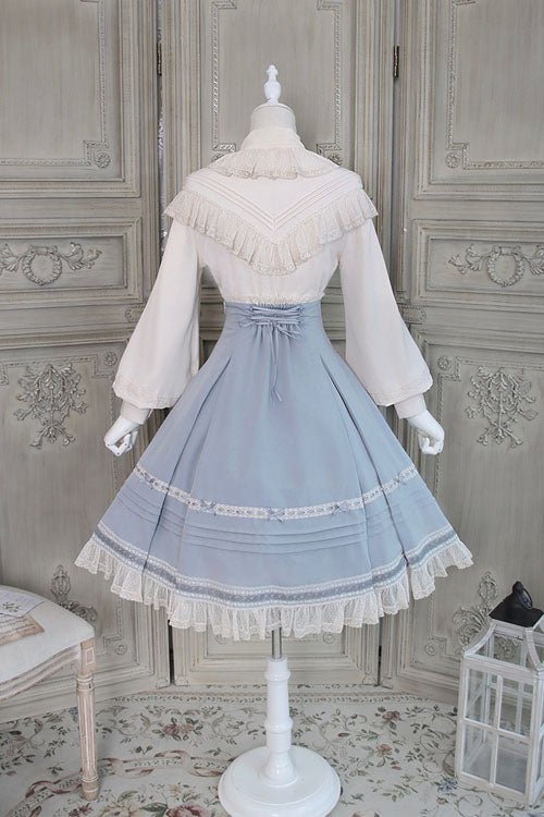 Solid Color Baroque Manor Bowknot High Waisted Ruffled Sweet Lolita Skirt 3 Colors