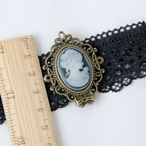 Black Lace Retro Victorian Beauty Head Elastic Gothic Lolita Armband Bracelet