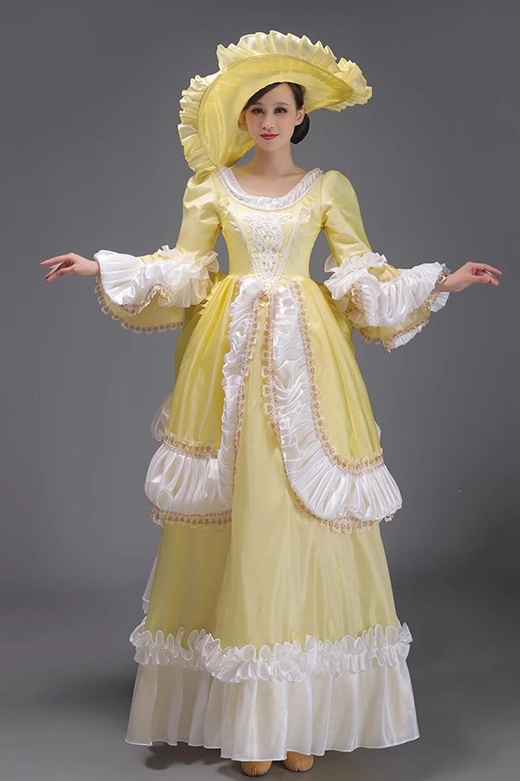 European Style Long Sleeves Multi-layer Ruffle Classic Elegant Princess Victorian Dress 3 Colors