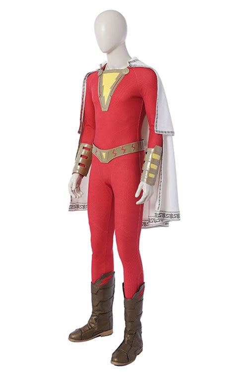 Shazam Billy Batson Red Bodysuit Battle Suit Halloween Cosplay Costume Full Set