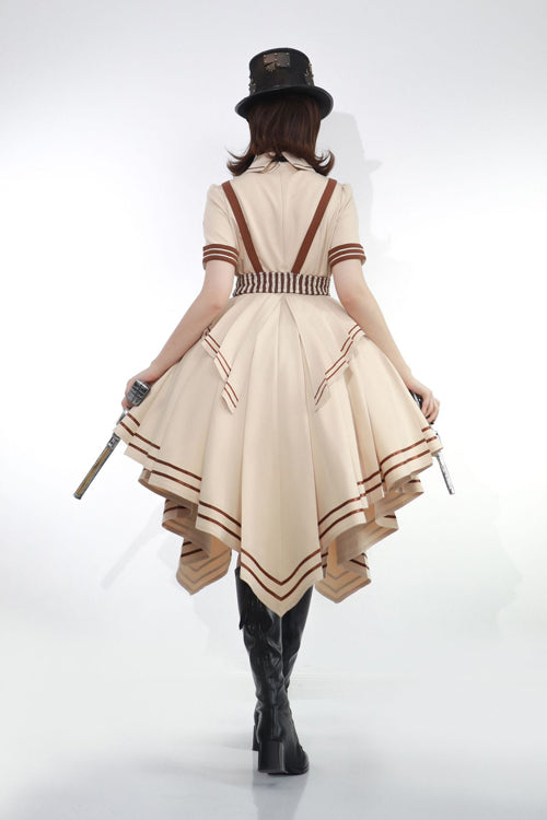 Beige British Style Short Sleeves Libra Print Cardigan Sweet Lolita Dress