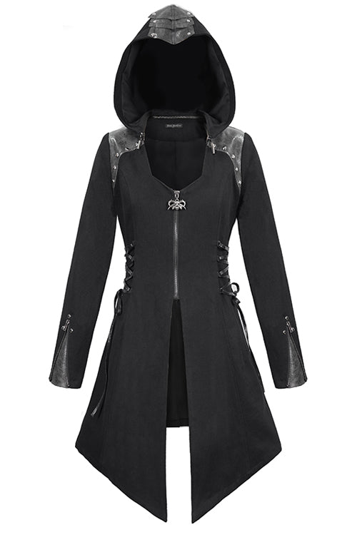 Black Hat Removable Slim Long Womens Gothic Coat