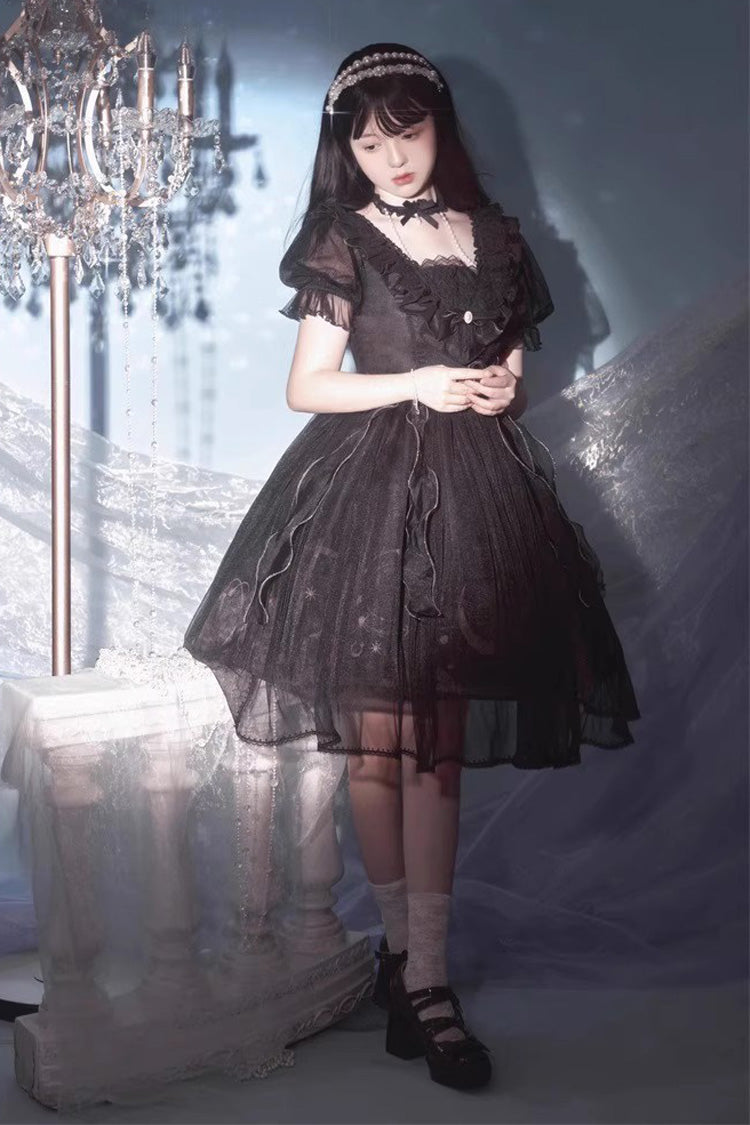 Planet Butterfly Print Bowknot Classic Gothic Lolita Dress 2 Colors