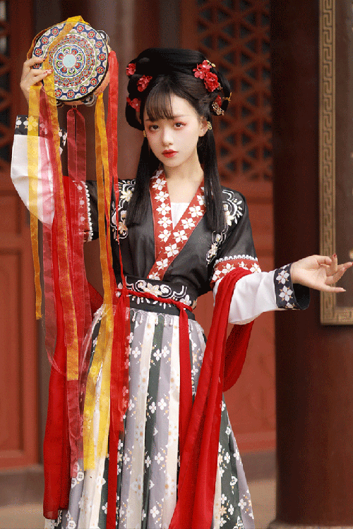 Ancient Tang Dynasty Embroidery Printing Sweet Hanfu Dress
