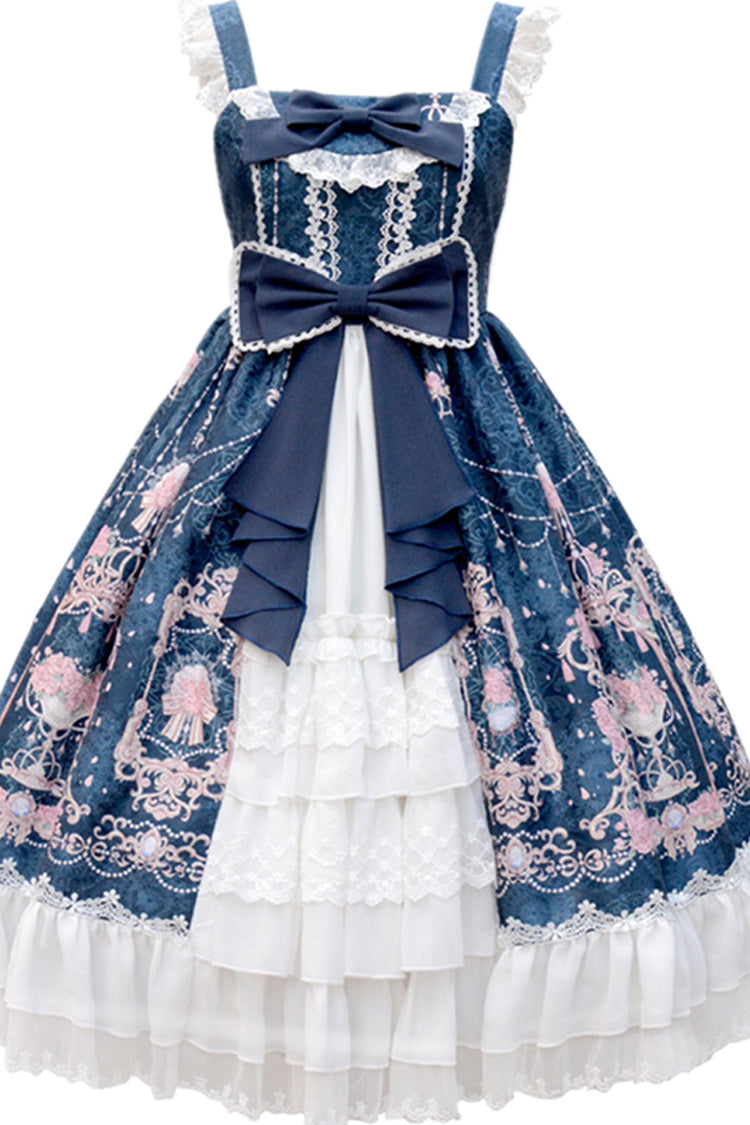 Headbow Ruffled Princess Crown Print Cardigan Sweet Lolita JSK Tiered Dress