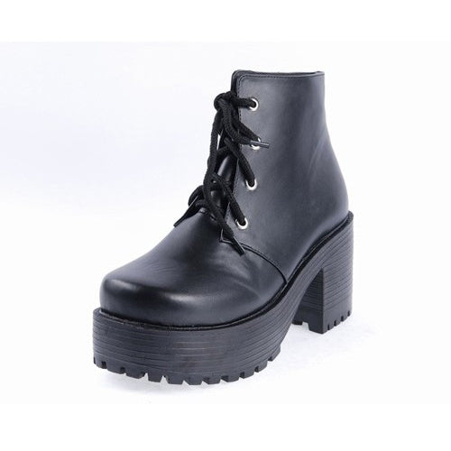Black Patent Leather High Heels Platform Classic Lolita Shoes