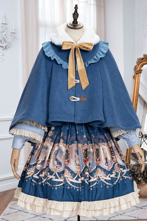 Blue Explore The Stars Ruffled Classic Lolita Skirt Dress