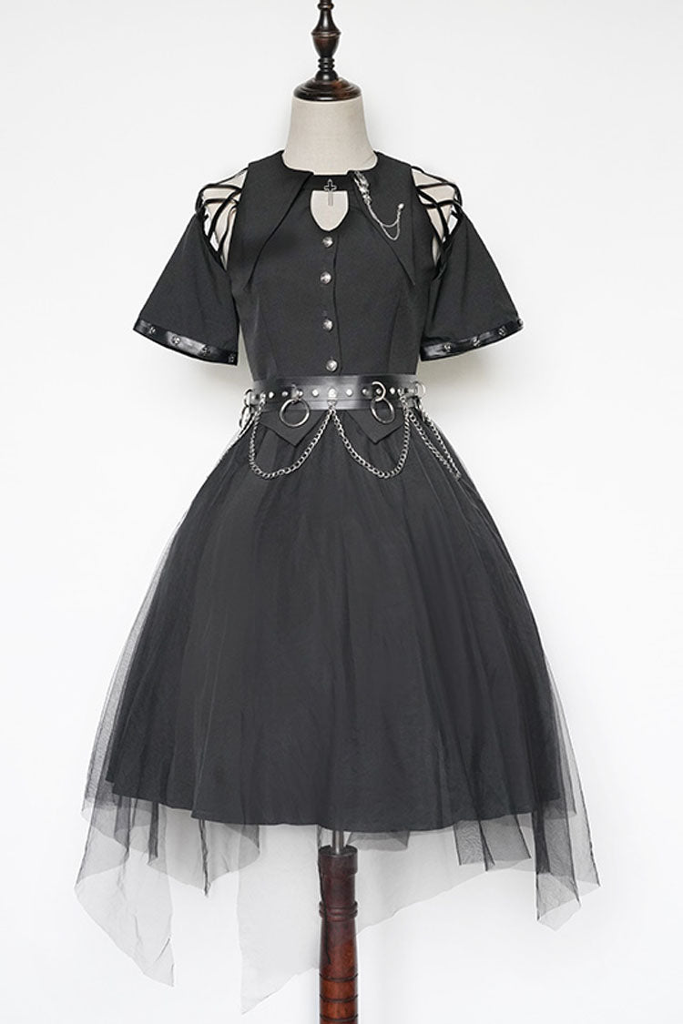 Dark Praise Of The Black Crow Sleeveless Punk Irregular Gothic Lolita Jsk Dress